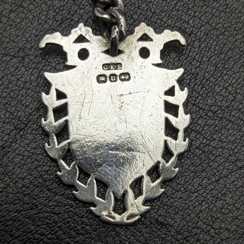 Around 1887 British Antique Sterling Silver Albert Chain 49g Sterling Silver Medal Fob